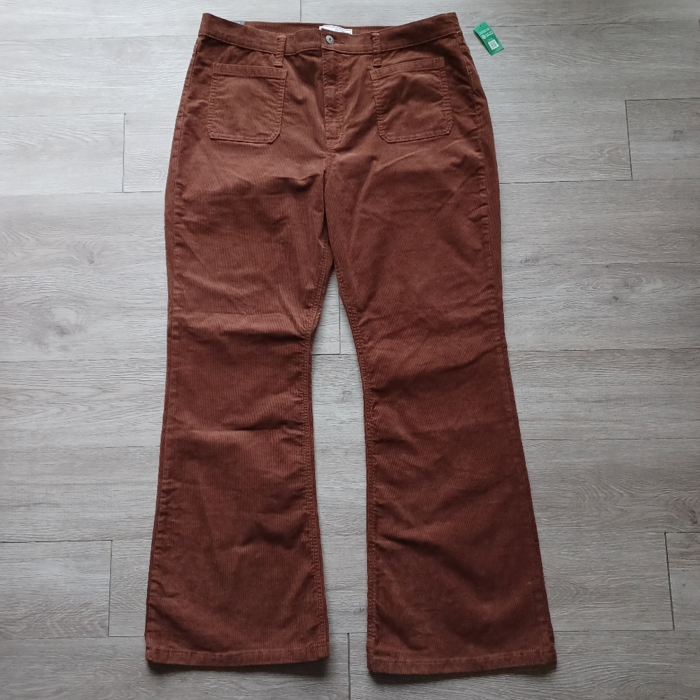 NWT Gap Corduroy Pants Size 18 Brown 70s Flare Highrise